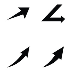 Set of directional arrows indicating movement isolated on white background