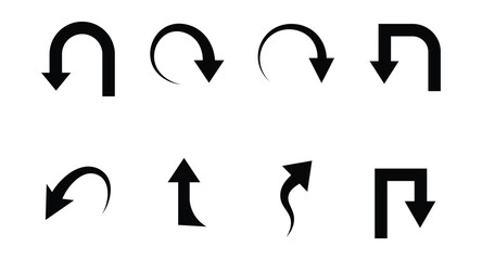 Collection of various directional arrows and symbols isolated on white background