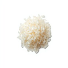 Raw White Rice Grains Isolated on White Background