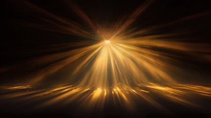 Abstract golden light rays against dark background