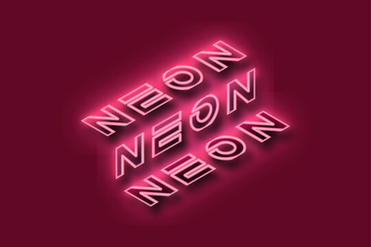 Neon Typography Pink Glow Text Retro Futuristic Maroon Background Design