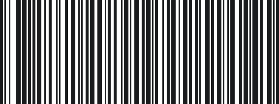 Linear gradient stripe with long thin to thick gradation. Abstract futuristic barcode or data scan pattern.