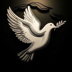 Elegant White Dove Carrying Olive Branch Symbolizing Peace and Hope.