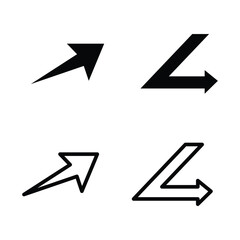 Set of directional arrows indicating movement isolated on white background