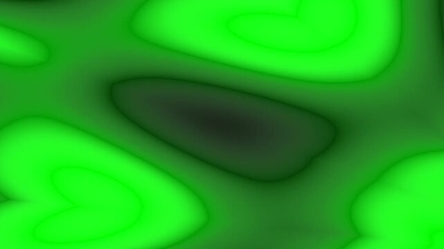 A vibrant abstract pattern of glowing green and dark organic shapes, creating a fluid and mysterious visual.