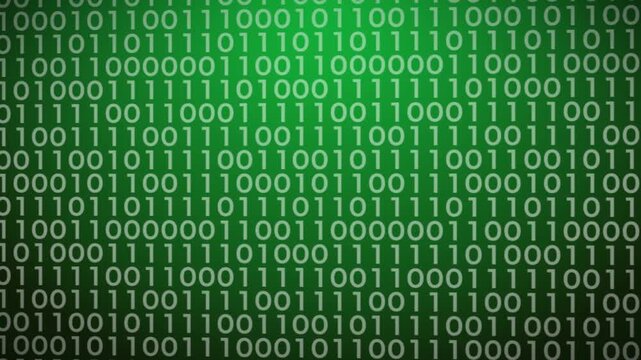 Clean green binary code with structured columns. Professional animation for software development, coding tutorials, programming education, and tech documentation. Elegant tech aesthetic.