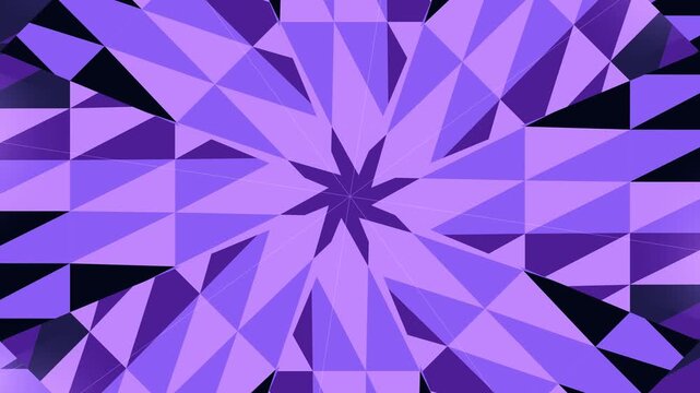 Abstract Geometric Purple Pattern Displaying Dynamic Triangles in Expanding Center Focus
