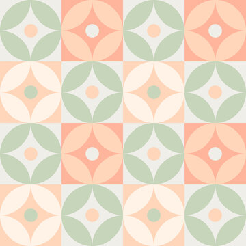 Vibrant retro geometric background with abstract colorful shapes and textured gradients. Modern mid-century aesthetic for creative posters, minimalist covers, and contemporary graphic design.