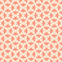 Minimalist peach and cream floral seamless pattern with delicate summer blossoms on a light background. Elegant botanical repeat design for feminine textiles, wedding invitations, and wallpaper.