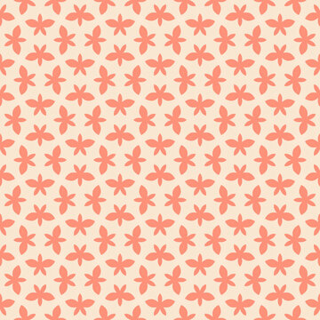 Minimalist peach and cream floral seamless pattern with delicate summer blossoms on a light background. Elegant botanical repeat design for feminine textiles, wedding invitations, and wallpaper.