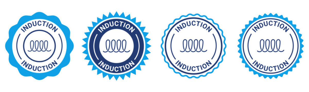 Induction compatible adjustable length product badge labels and seals collection