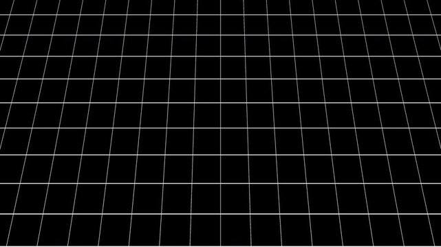 Abstract White Perspective Grid on transparent background. Digital Wireframe Floor Perspective with Minimalist Design. 3D Cyber Space Grid Animation.