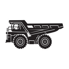 Fototapeta premium Heavy Dump Truck Illustration Silhouette Isolated on White Background