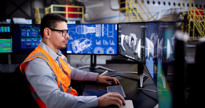 Aerospace Maintenance Technician Developing 3D Aircraft Parts