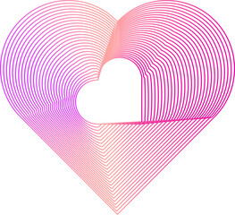 Abstract Pink Gradient Line Art Heart Vector Illustration