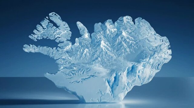 A majestic iceberg floats serenely on calm waters viewed from a low angle with dramatic lighting