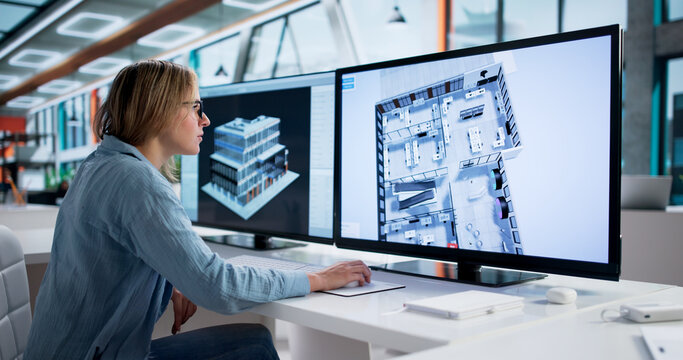 Female Architect Developing 3D Design Concept