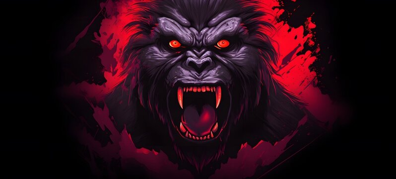 demonic gorilla vector illustration t-shirt design ,generative AI