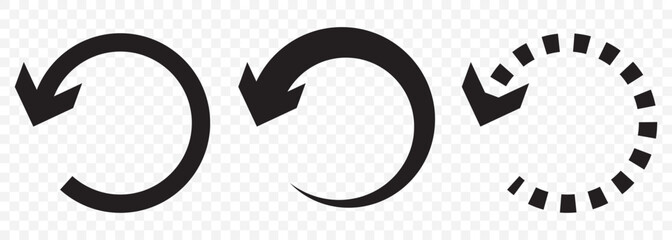 Rounded arrow vector icon. Turn back, reset, or restart arrow icon Refresh reload restart icon set On Transparent Background. EPS 10.