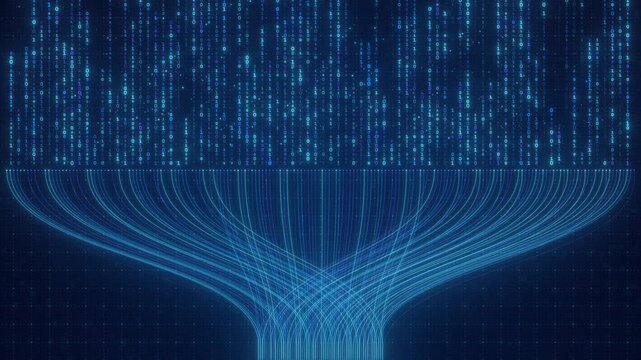 Binary Code Zeros Ones Data Flow Neural Network Visualization with Digital Nodes, Big Data AI Machine Learning Algorithm System, Digital Technology Background for Artificial Intelligence Concept