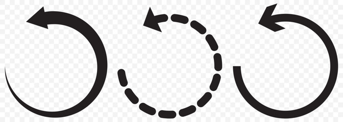 Refresh, Reload, Sync, Update Circular Arrow Symbol Icon Set on transparent background. EPS 10.