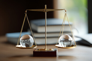 debt and income illustration, AI generated