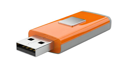 Orange and Gray USB Flash Drive with Silver Accent
