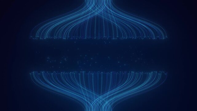 Abstract Digital Network Frame with Copy Space for Text and Logo - Blue Technology Background with Data Flow Lines, Neural Connections for Business Presentation and Corporate Video