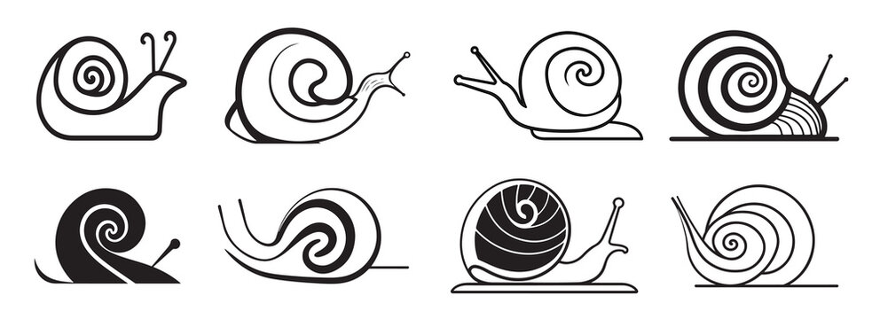 snail set icons hand drawn sketch vector illustration