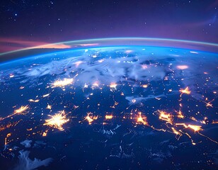 Obraz premium A stunning view of Earth from space at night