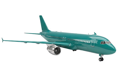 Obraz premium Teal Passenger Airplane with Silver Engine