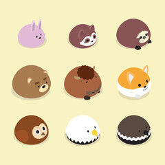 Obraz premium Meringue Animal Set Cute Cartoon Dessert Collection - American