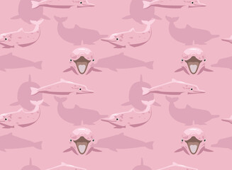 Indo-Pacific Humpback Dolphin Cartoon Seamless Pattern Background Wallpaper