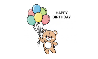 Obraz premium Cute Birthday Teddy Bear Balloon Illustration