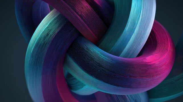 Digital illustration of a tangled ribbon knot with soft glow and glossy surfaces