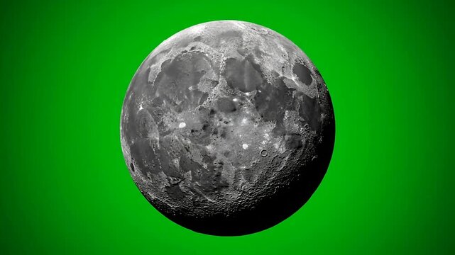 Detailed moon illustration against a green backdrop for graphic design