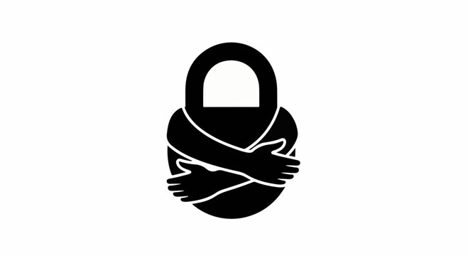 Embracing self-care symbolized by a lock holding itself in a comforting hug