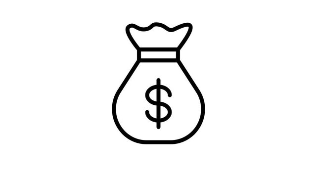 Money bag icon with dollar sign falling animation
