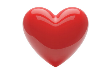 Shiny red heart glossy love isolated on a transparent background