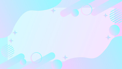 パステル水色とピンクの透明感あるゆめかわ流体メンフィス風フレーム背景