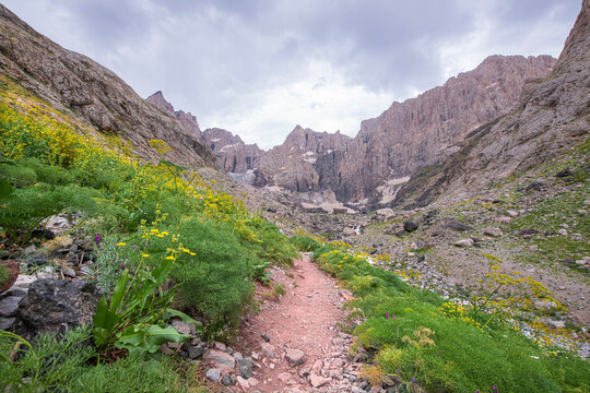 Heaven and Hell Valley. Cilo Mountains, Hakkari, Heaven and Hell Valley. Streams formed from glaciers. The magnificent Heaven and Hell Canyon. Amazing trekking routes in Hakkari. Turkey.