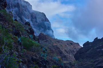 Fototapeta premium Misty cliffs in Masca gorge