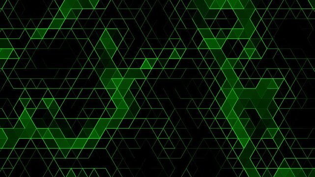 Green black hexagonal gradient grid futuristic network animation background