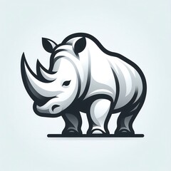 Obraz premium Cute cartoon rhino vector illustration on a clean white background for fun wildlife art