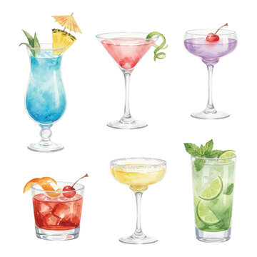 watercolor sparkling coctails drinks collections