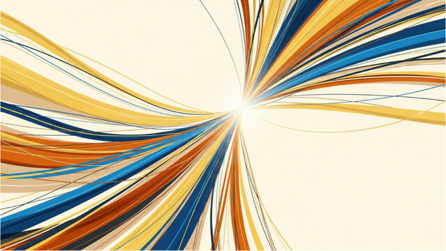 Vibrant abstract illustration of dynamic lines and shapes in motion, radiating from a central point, showcasing fluidity and energy