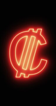 Colon sign symbol in a neon light. Loop. 4K Vertical