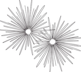 Obraz premium Two abstract starbursts or explosions in dark grey outline