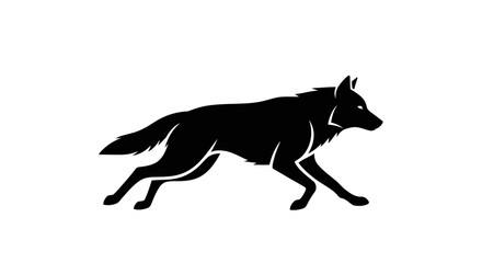 Obraz premium Black silhouette of a running dog against a white background.