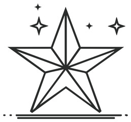 Obraz premium Elegant Geometric Star Symbol with Bright Sparkles Line Art Illustration